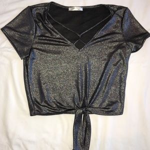 Sparkley, Metallic Cropped T-Shirt